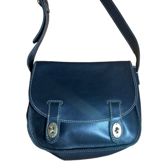 VTG Black Leather Fossil Turnlock Satchel - Picture 6 of 16